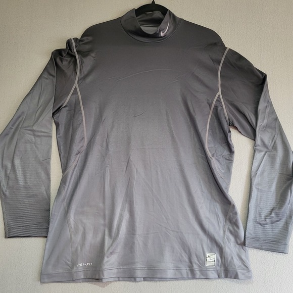 Nike Other - Nike Pro Combat Hyperwarm Dri-Fit Mock Neck Shirt Gray Mens XL Fitted